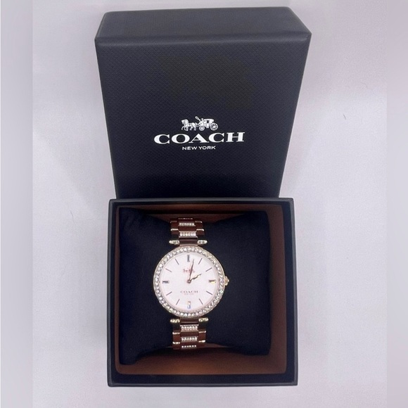 COACH PARK WOMAN WATCH 34MM
PALEROSE GOLD IONIC PLATED
STAINLESS STEEL W CRYSTAL - Picture 6 of 16